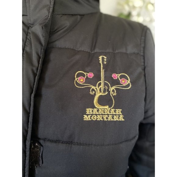 Disney Hannah Montana Girls Full Zip Jacket 10/12 Black Embroidered Hood Vintage - Picture 4 of 16